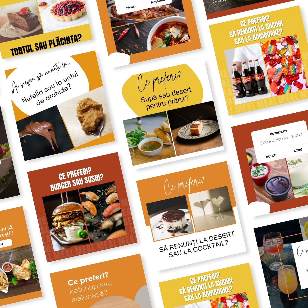 grafica moderna restaurant fast food si prezentare servicii de livrari mancare si produse
